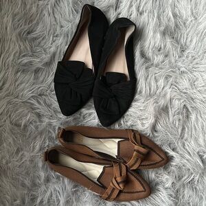 Chic Black and Brown Flats with Pointed Toe and Stylish Details